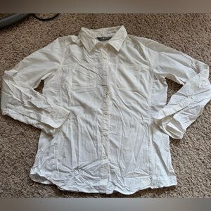 The North Face White Button-Up Shirt womens Size L
